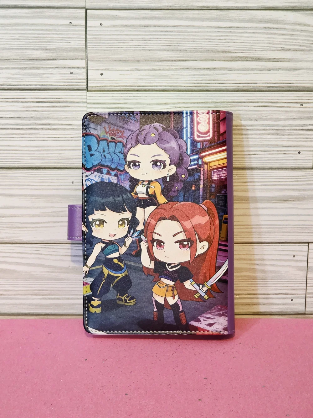 Purple KPop Demon Hunters Huntrix Girls A6 Binder w/ Magnetic Strap
